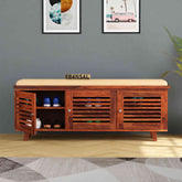 Feelinn Solid Sheesham Wood Shoe Rack (Natural Finish)